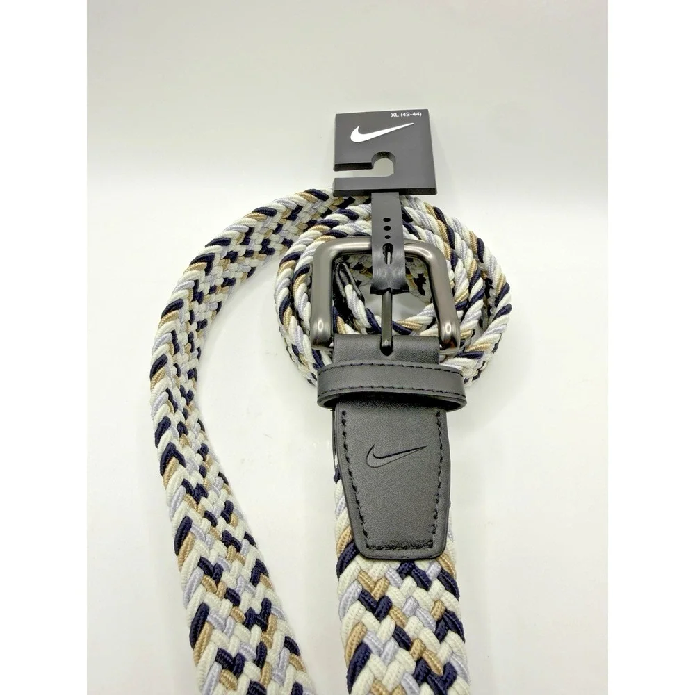 The Nike Braided Stretch Belt XL (42-44) Black/White/Gray/Beige Adjustable